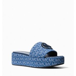 Michael Kors Denim Platform Slides